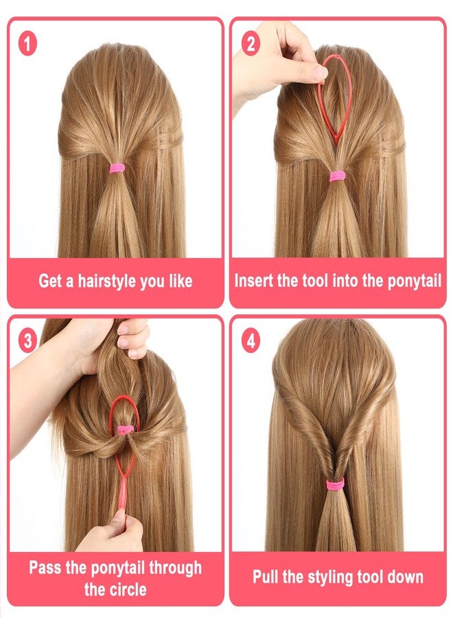 Zelphvt 12 PCS Hair Pull Through Tool Topsy Tail Hair Loop Tool Hairs Styling Accessories, French Braid Loop in Large and Small for Women 6 Colors - Image 4